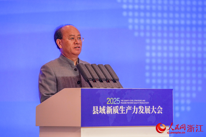 浙江省經(jīng)濟和信息化廳二級巡視員應(yīng)云進致辭。人民網(wǎng)記者 章勇濤攝